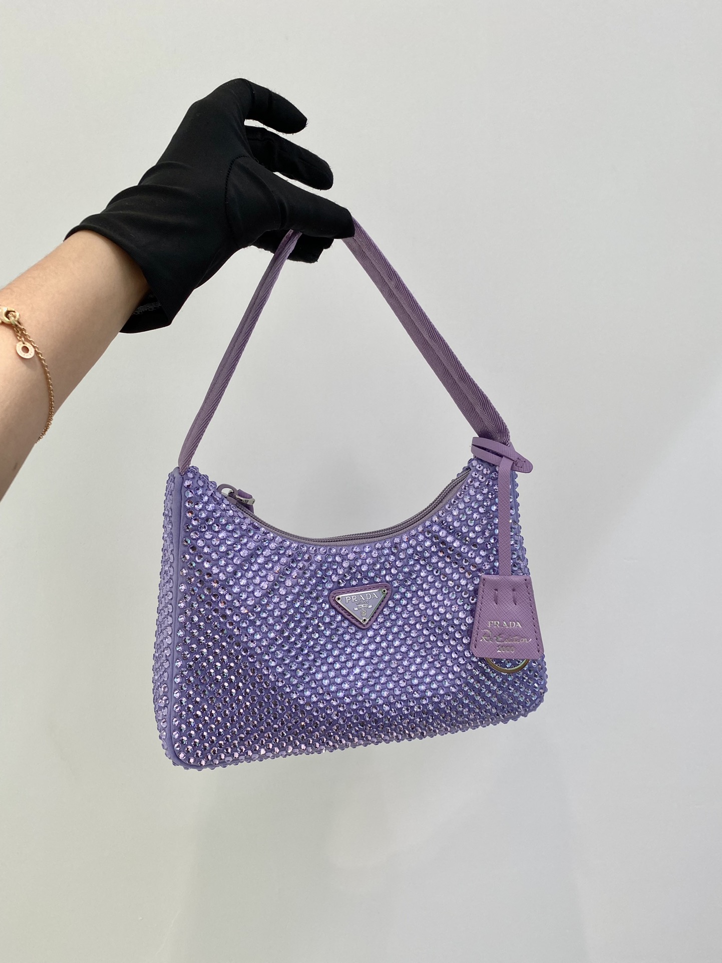 Prada Mini Duchesse And Crystal 2000 Hobo Bag Handbag Purple 1NE515